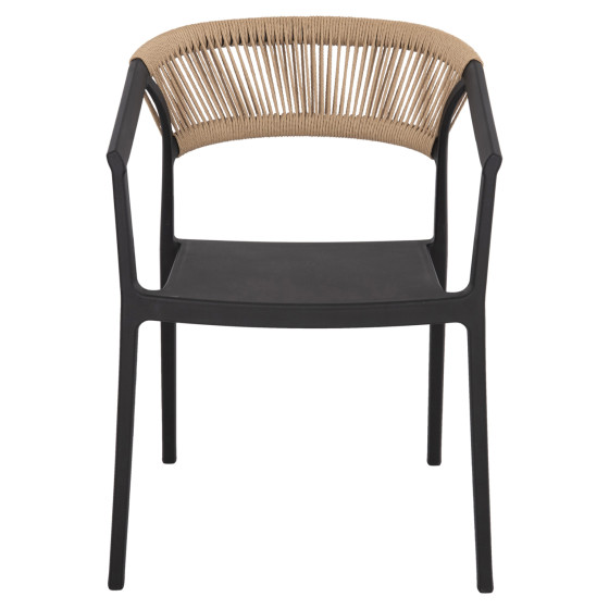 ARMCHAIR POLYPROPYLENE BOGI HM6240.02 BLACK WITH BEIGE PP ROPE 54x53x75Hcm.