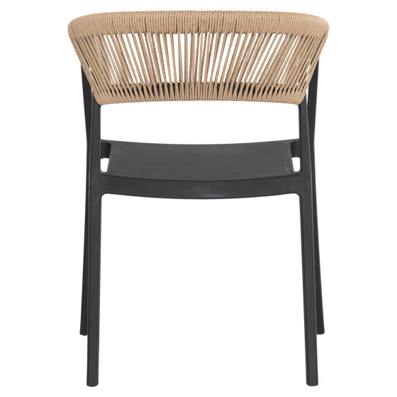 ARMCHAIR POLYPROPYLENE BOGI HM6240.02 BLACK WITH BEIGE PP ROPE 54x53x75Hcm.