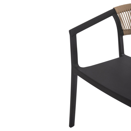 ARMCHAIR POLYPROPYLENE BOGI HM6240.02 BLACK WITH BEIGE PP ROPE 54x53x75Hcm.