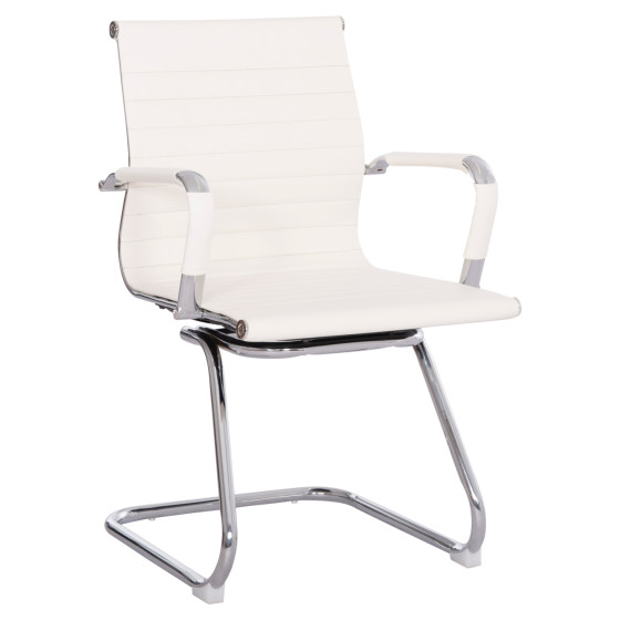CONFERENCE CHAIR BOSS HM1023.32 WITH ARMS-WHITE PU-CHROMED METAL LEGS 54x56x87Hcm.