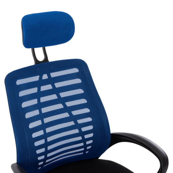 OFFICE CHAIR TRAIL2 HM1193.36 BLUE & BLACK MESH FABRIC-CHROME BASE 61x61x116Hcm.