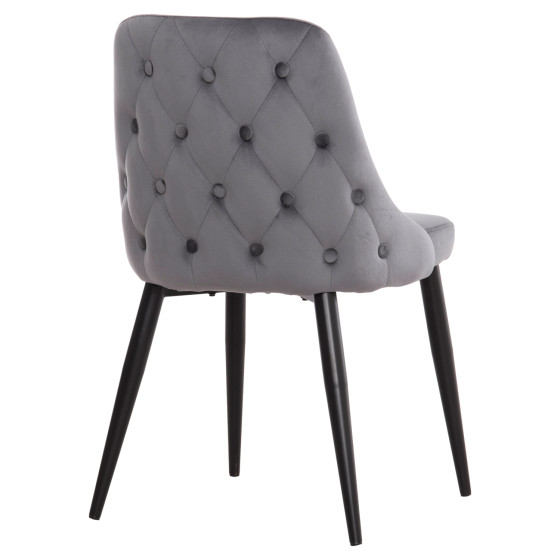 DINING CHAIR SERENITY HM8527.11 GREY VELVET-BLACK METALLIC LEGS 51x54x83,5Hcm.