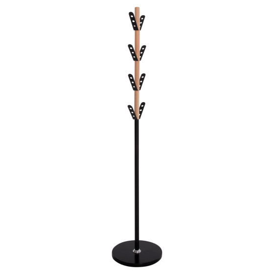 COAT HANGER BILLY HM18075.01 BEECH WOOD-BLACK METAL-BASE WITH WOOD Φ37.5X180Hcm.