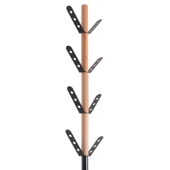 COAT HANGER BILLY HM18075.01 BEECH WOOD-BLACK METAL-BASE WITH WOOD Φ37.5X180Hcm.
