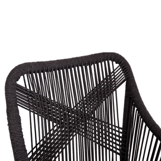 ALUMINUM ARMCHAIR MYRTIA HM5549.11 GREY ROPE - WALNUT COLORED LEGS 60x64x88Hcm