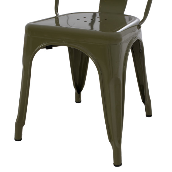 DINING CHAIR MELITA-PRO HM8641.43 METAL IN DARK OLIVE GREEN 44x47x84.5Hcm.