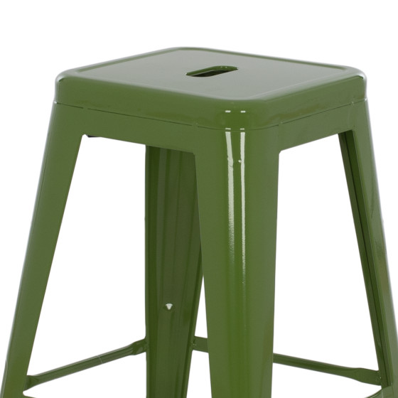 BAR STOOL MEDIUM HEIGHT MELITA-PRO HM8573.53 METAL IN LIGHT OLIVE GREEN 43x43x67Hcm.