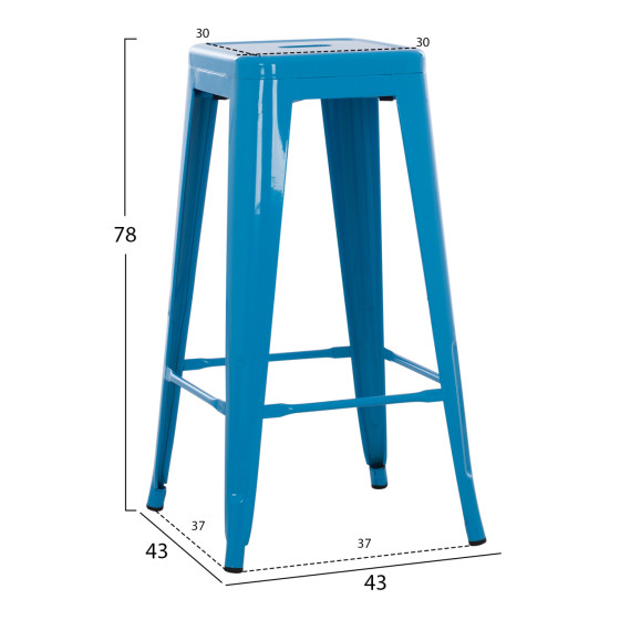 BAR STOOL MELITA-PRO HM8642.48 METAL IN BLUE 43x43x78Hcm.