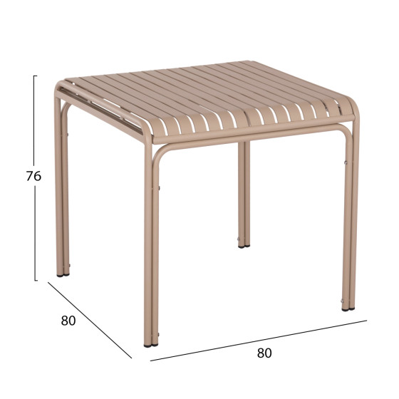 OUTDOOR SQUARE ALUMINUM TABLE RACHEL HM6338.04 CHAMPAGNE COLOR 80x80x76Hcm.