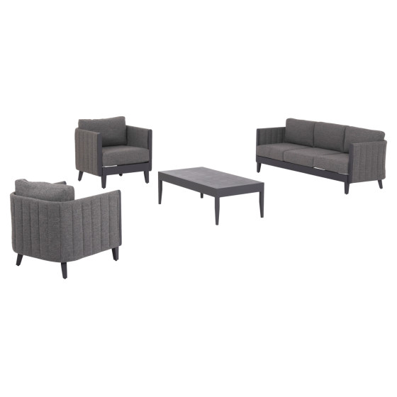 OUTDOOR LOUNGE SET 4PCS LARRY HM6188.01 DARK GREY ALUMINUM-P.E. FABRIC