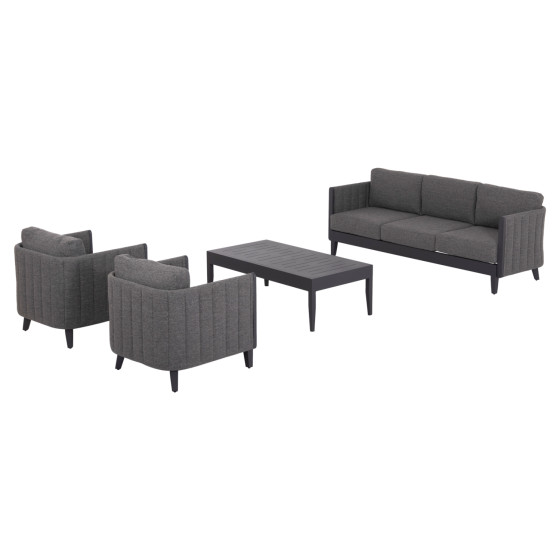 OUTDOOR LOUNGE SET 4PCS LARRY HM6188.01 DARK GREY ALUMINUM-P.E. FABRIC