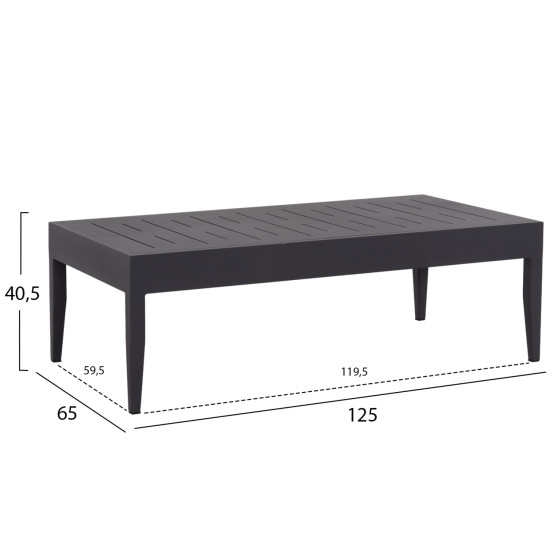 OUTDOOR LOUNGE SET 4PCS LARRY HM6188.01 DARK GREY ALUMINUM-P.E. FABRIC