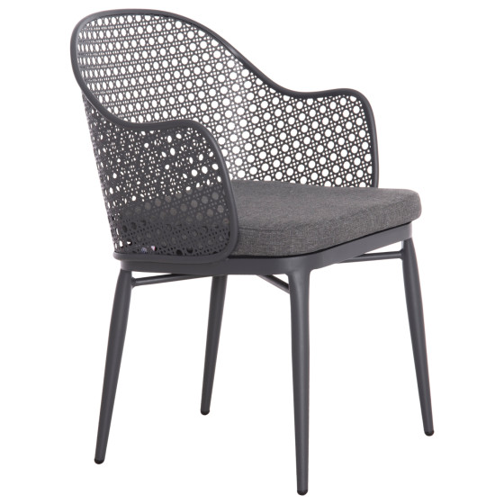 ALUMINUM ARMCHAIR OREGO HM6268.01 FRAME AND CUSHION IN DARK GREY 56x59x81Hcm.