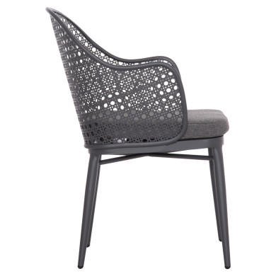 ALUMINUM ARMCHAIR OREGO HM6268.01 FRAME AND CUSHION IN DARK GREY 56x59x81Hcm.