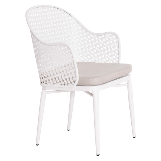 ALUMINUM ARMCHAIR OREGO HM6268.02 WHITE-CUSHION LIGHT GREY 56x59x81Hcm.