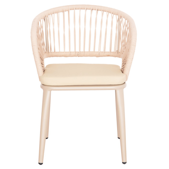 ALUMINUM ARMCHAIR MAGNET HM6287.04 GREY FRAME-P.E.ROPE IN CAPPUCCINO 59x61x81.5Hcm.