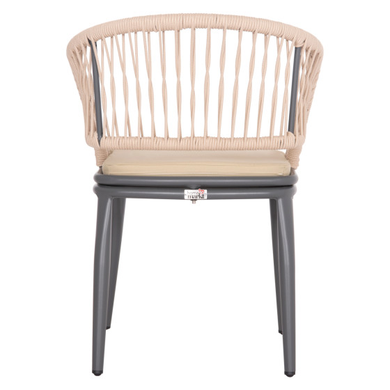 ALUMINUM ARMCHAIR MAGNET HM6287.01 DRAK GREY FRAME-P.E.ROPE IN CREAM WHITE 59x61x81.5Hcm.