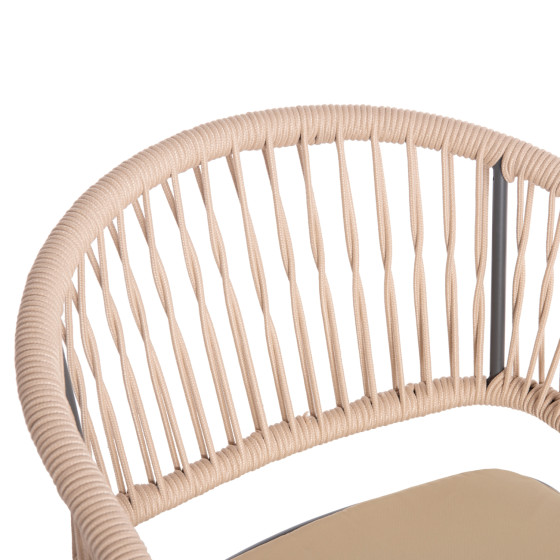 ALUMINUM ARMCHAIR MAGNET HM6287.01 DRAK GREY FRAME-P.E.ROPE IN CREAM WHITE 59x61x81.5Hcm.