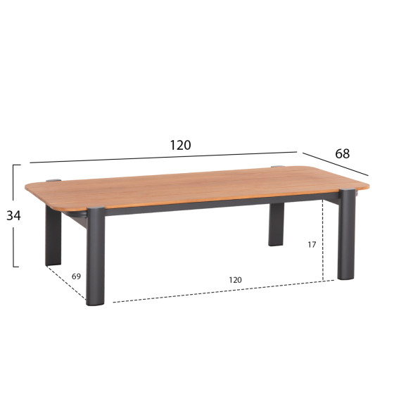 OUTDOOR LOUNGE SET 4PCS ELARA HM6195.01 DARK GREY ALUMINUM-GREY OLEFIN-TEAK WOOD
