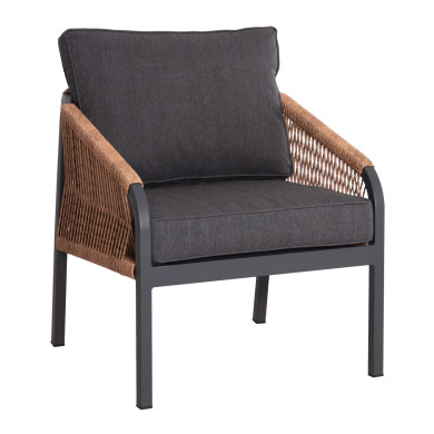 ALUMINUM ARMCHAIR MAYBEL HM6283.01 ANTHRACITE WITH BROWN P.E.RATTAN 67x74x72-87Hcm.