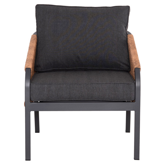 ALUMINUM ARMCHAIR MAYBEL HM6283.01 ANTHRACITE WITH BROWN P.E.RATTAN 67x74x72-87Hcm.
