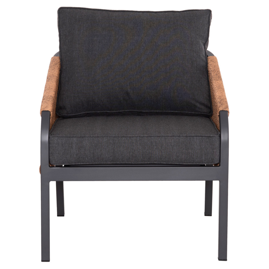 ALUMINUM ARMCHAIR MAYBEL HM6283.01 ANTHRACITE WITH BROWN P.E.RATTAN 67x74x72-87Hcm.