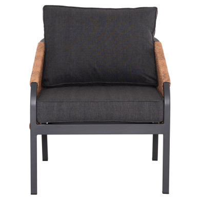 ALUMINUM ARMCHAIR MAYBEL HM6283.01 ANTHRACITE WITH BROWN P.E.RATTAN 67x74x72-87Hcm.