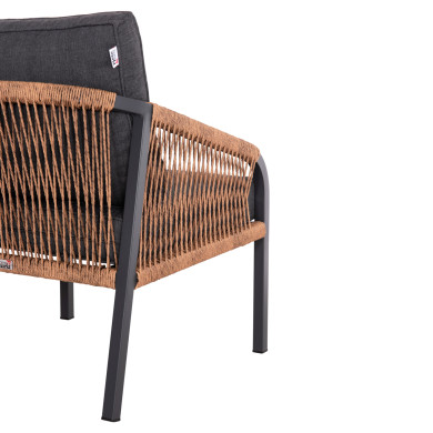 ALUMINUM ARMCHAIR MAYBEL HM6283.01 ANTHRACITE WITH BROWN P.E.RATTAN 67x74x72-87Hcm.