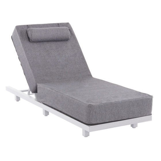 PROFESSIONAL SUNLOUNGER JESSIE HM10714.01 WHITE ALUMINUM-GREY CUSHION 200x71x79Hcm.