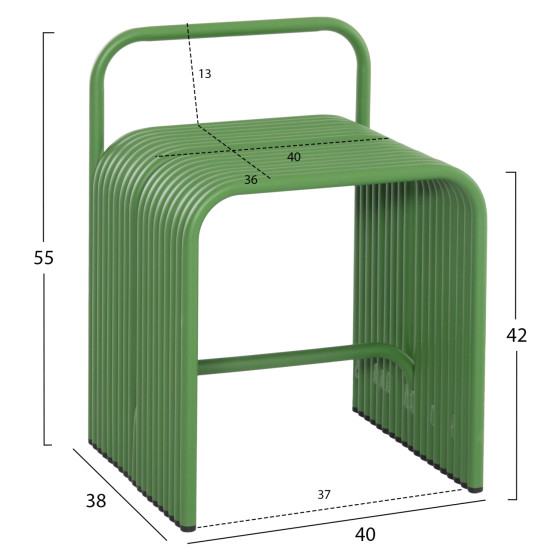STOOL SERIES INTREPID HM6326.07 ALUMINUM IN GREEN COLOR 40x38x55Hcm.