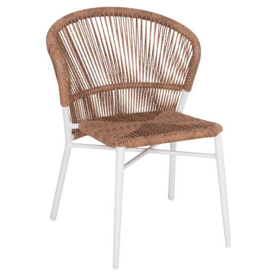 ALUMINUM CHAIR LYNN HM6267.02 WHITE FRAME-P.E. RATTAN IN NATURAL COLOR 57x61x79Hcm.