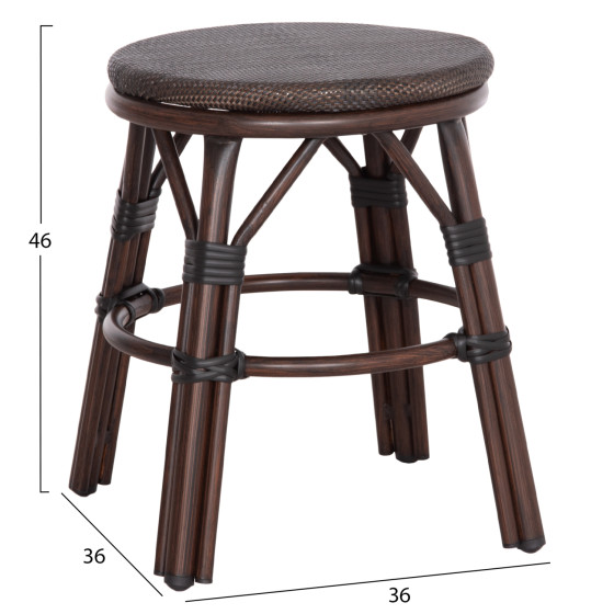 ALUMINUM ROUND STOOL CHINO HM6285.01 BAMBOO LOOK BROWN-TEXTILENE BROWN Φ36x46Hcm.