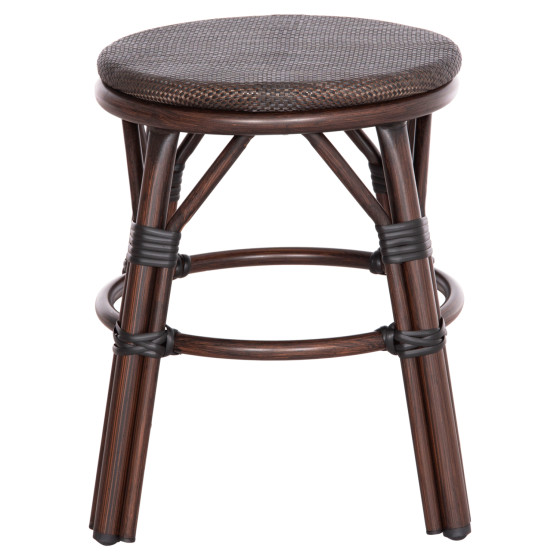 ALUMINUM ROUND STOOL CHINO HM6285.01 BAMBOO LOOK BROWN-TEXTILENE BROWN Φ36x46Hcm.