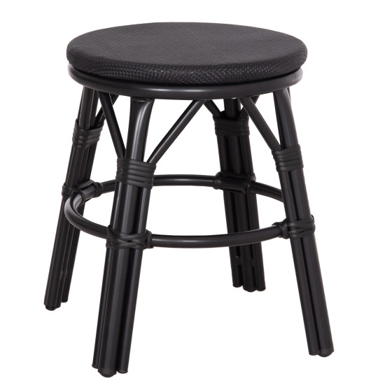 ALUMINUM ROUND STOOL CHINO HM6285.02 BAMBOO LOOK & TEXTILENE IN BLACK Φ36x46Hcm.