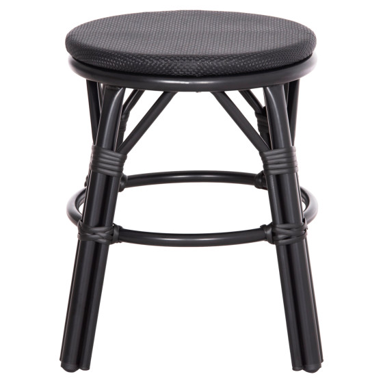 ALUMINUM ROUND STOOL CHINO HM6285.02 BAMBOO LOOK & TEXTILENE IN BLACK Φ36x46Hcm.