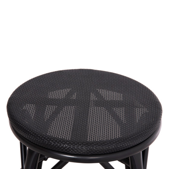 ALUMINUM ROUND STOOL CHINO HM6285.02 BAMBOO LOOK & TEXTILENE IN BLACK Φ36x46Hcm.