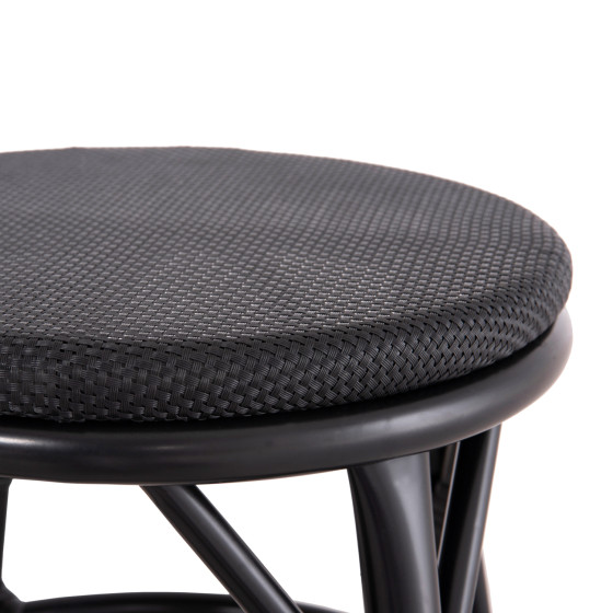 ALUMINUM ROUND STOOL CHINO HM6285.02 BAMBOO LOOK & TEXTILENE IN BLACK Φ36x46Hcm.