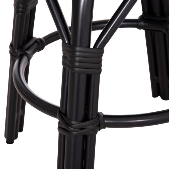 ALUMINUM ROUND STOOL CHINO HM6285.02 BAMBOO LOOK & TEXTILENE IN BLACK Φ36x46Hcm.