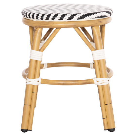 ALUMINUM ROUND STOOL CHINO HM6285.03 BAMBOO LOOK-TEXTILENE IN WHITE-BLACK Φ36x46Hcm.