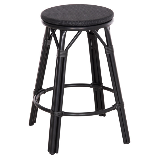 ALUMINUM MEDIUM HEIGHT BAR STOOL CHINO HM6286.02 BAMBOO LOOK & TEXTILENE IN BLACK 43x43x65Hcm.