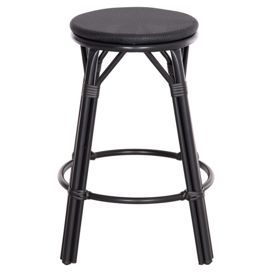 ALUMINUM MEDIUM HEIGHT BAR STOOL CHINO HM6286.02 BAMBOO LOOK & TEXTILENE IN BLACK 43x43x65Hcm.