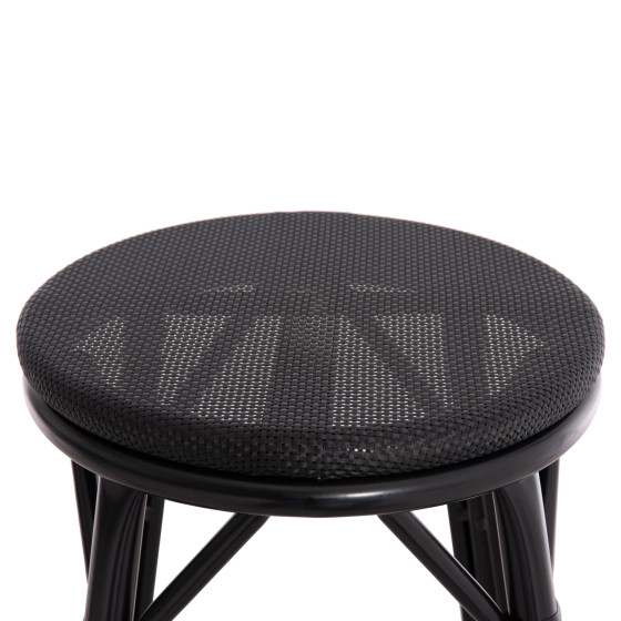 ALUMINUM MEDIUM HEIGHT BAR STOOL CHINO HM6286.02 BAMBOO LOOK & TEXTILENE IN BLACK 43x43x65Hcm.