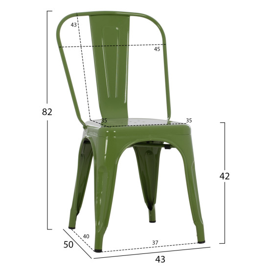 DINING CHAIR MELITA-PRO HM8641.53 METAL IN LIGHT OLIVE GREEN 44x47x84.5Hcm.