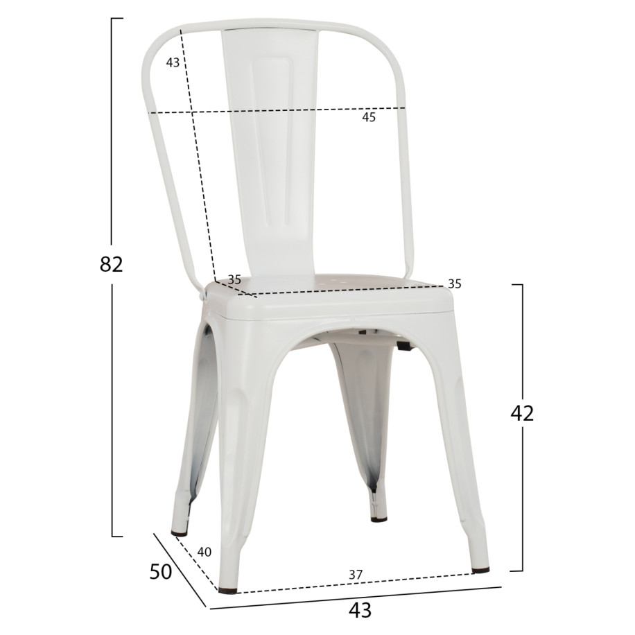 DINING CHAIR MELITA-PRO HM8641.41 METAL IN MATTE WHITE 44x47x84.5Hcm.