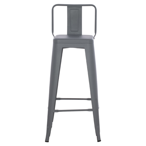 BAR STOOL WITH BACKREST MELITA-PRO HM8643.50 METAL IN GREY 42x42x100Hcm.