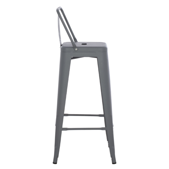 BAR STOOL WITH BACKREST MELITA-PRO HM8643.50 METAL IN GREY 42x42x100Hcm.