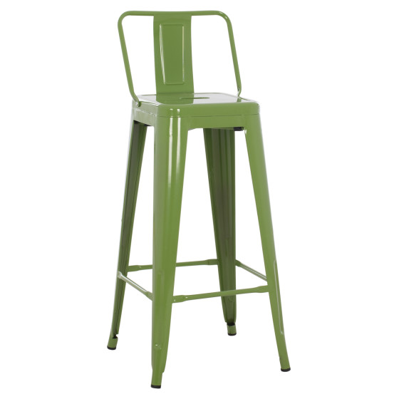 BAR STOOL WITH BACKREST MELITA-PRO HM98643.53 METAL IN LIGHT OLIVE GREEN 42x42x100Hcm.
