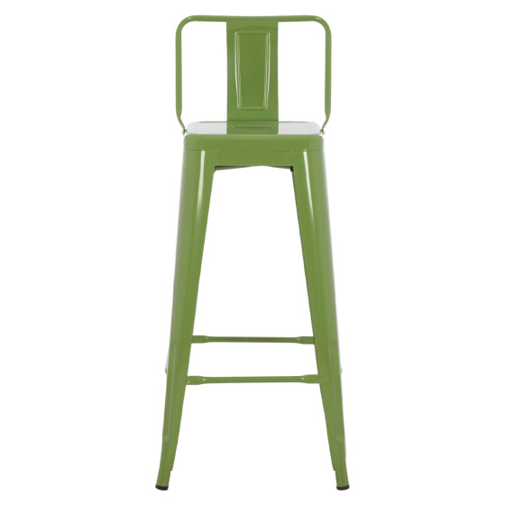 BAR STOOL WITH BACKREST MELITA-PRO HM98643.53 METAL IN LIGHT OLIVE GREEN 42x42x100Hcm.