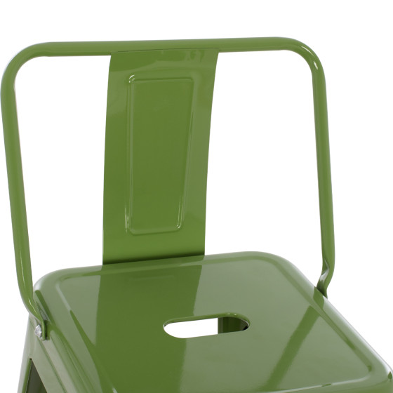 BAR STOOL WITH BACKREST MELITA-PRO HM98643.53 METAL IN LIGHT OLIVE GREEN 42x42x100Hcm.