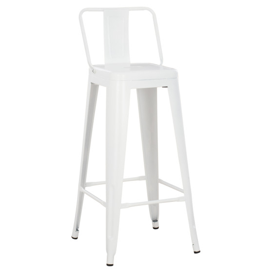 BAR STOOL WITH BACKREST MELITA-PRO HM8643.41 METAL IN MATTE WHITE 42x42x100Hcm.